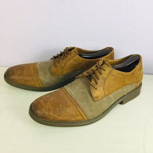 CLARKS Collection Brown Leather Mens Toe Tilden Cap Dress Shoes Size 10.5